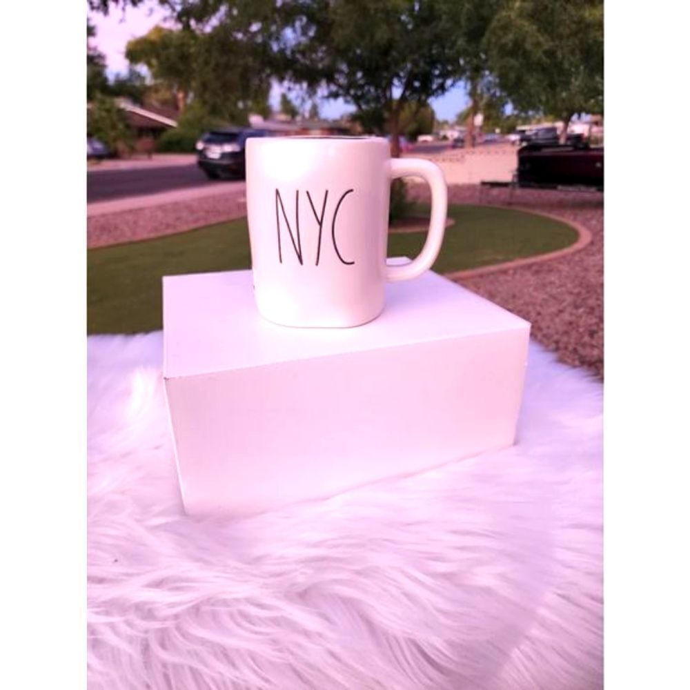 Rae Dunn NYC coffee cup White with black inside